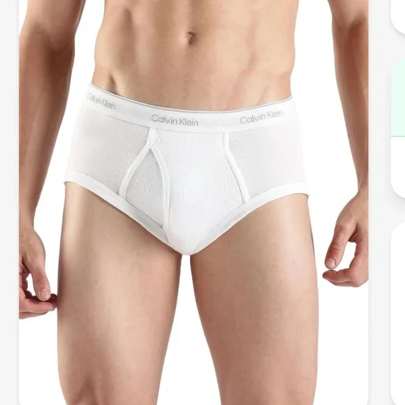 Calvin Klein 100% Cotton Briefs 3 Pack, White, Size Large, NWT open
